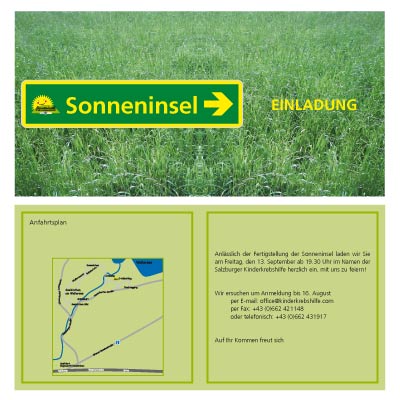 Werbeagentur K-Design: Grafikdesign Einladung Eröffnung Sonneninsel