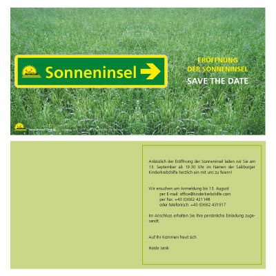 Werbeagentur K-Design: Einladungen save the date Eröffnung Sonneninsel