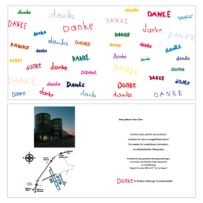 Werbeagentur K-Design: Grafikdesign Einladung 20 Jahre Kinderkrebshilfe