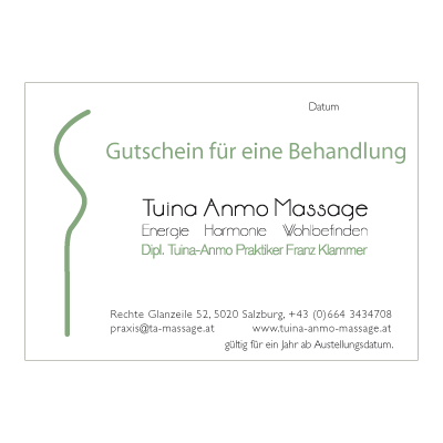 Werbeagentur K-Design: Gutschein Tuina Annmo Massage