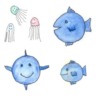 Werbeagentur K-Design: Illustrationen Kinderbuchillustrationen Fische und Quallen