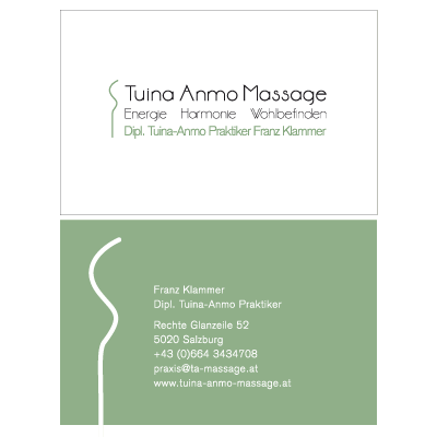 Werbeagentur K-Design: Visitenkarten Tuina Anmo Massage