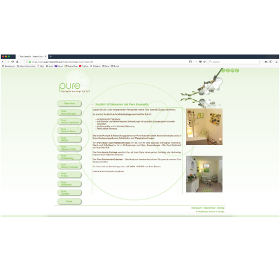 Werbeagentur K-Design: Webdesign Homepage Pure Kosmetik