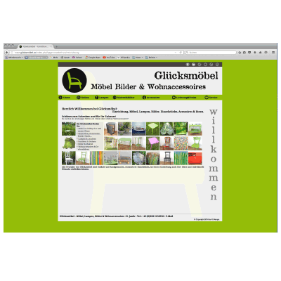 Werbeagentur K-Design: Webdesign und Homepage Glücksmöbel - Möbel, Bilder, Lampen und Wohnacessoires