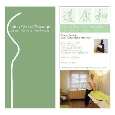 Werbeagentur K-Design: Grafikdesign Flyer Tuina Anmo Massage